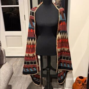 Multicolor Geometric Pattern Women's Coat